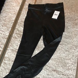 Black faux leather pants